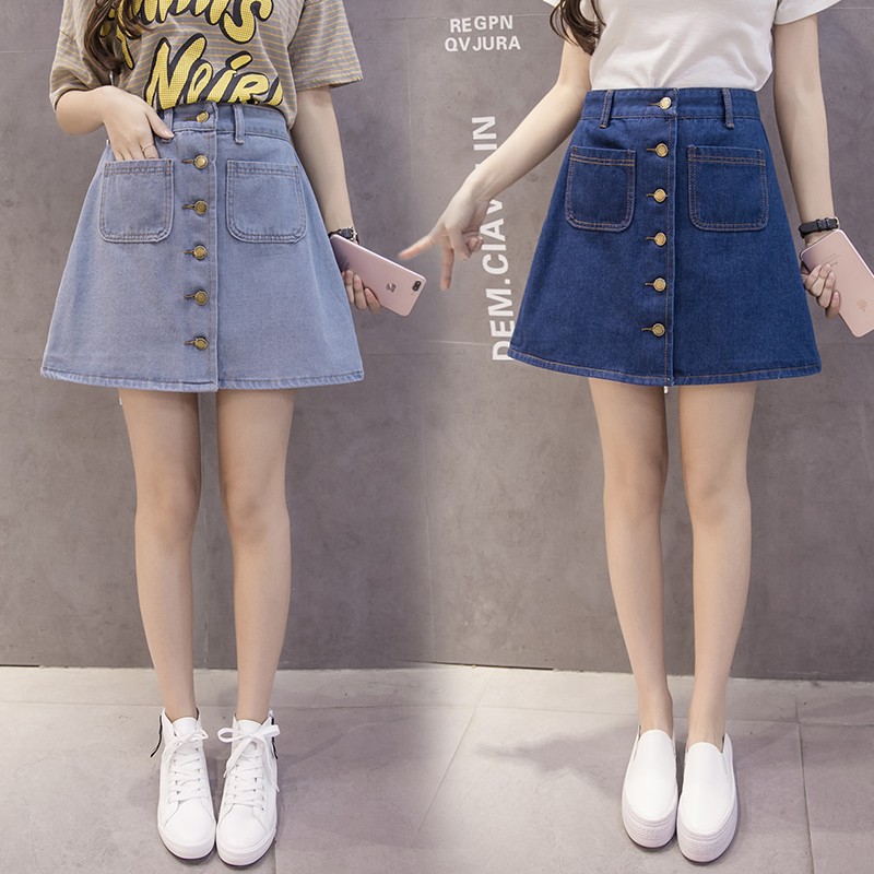 Xả hàng nghỉ bán Chân váy chữ A phối nút VN22