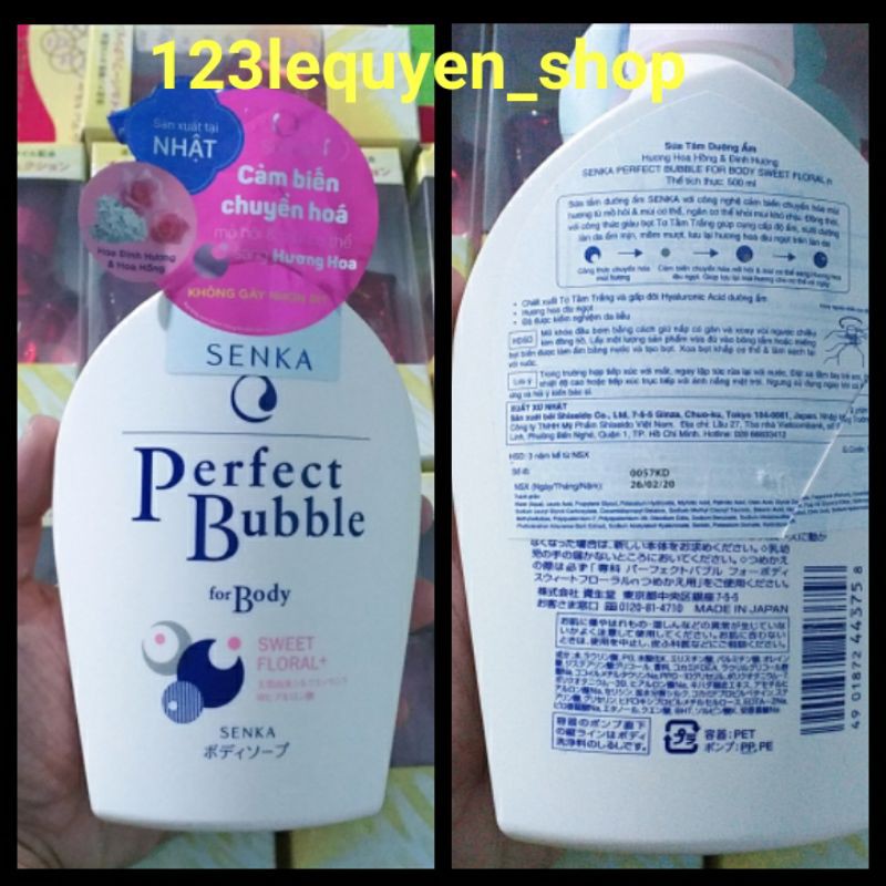 Sữa tắm dưỡng ẩm Senka Perfect Bubble for Body Hương hoa dịu ngọt 500ml