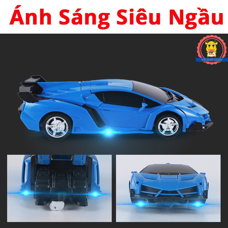 Xe điều khiển từ xa biến hình robot đồ chơi ô tô cảnh sát tốc độc cao cho bé tặng kèm 5 pin AA
