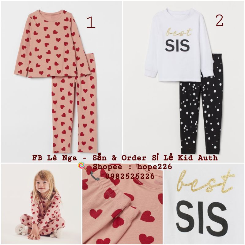 Set bộ cotton kid HM US/UK/CN chính hãng sz 1.5-2y, 2-4y, 4-6y