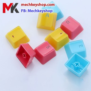 Bộ keycap 12 phím Crystal vuông, màu xanh/ vàng/ đỏ hồng