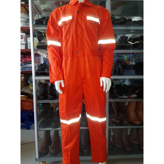 Quần áo liền vải Cotton màu cam - có phản quang