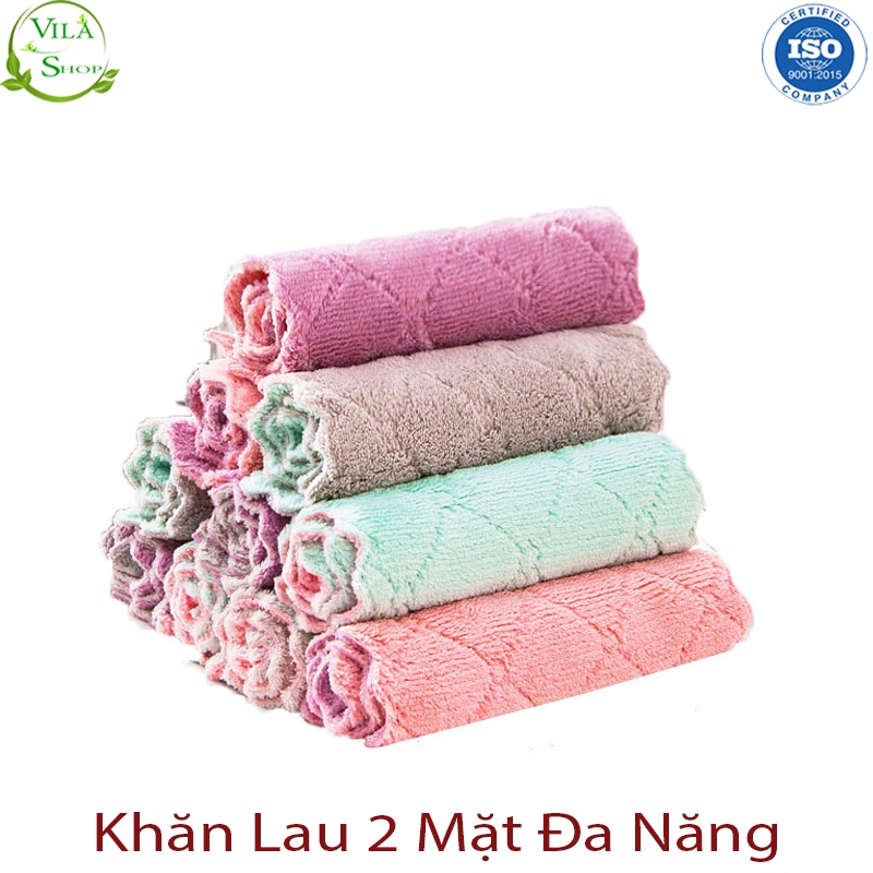 Khăn Lau Bếp, Khăn Lau Đa Năng 2 Mặt Siêu Thấm Hút, Chất Liệu Khăn Mềm Mịn Làm Sạch Hiệu Quả Kích Thước 29cm x 29 cm