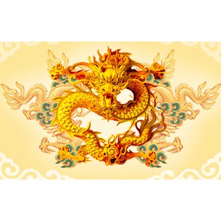 Tranh dán tường phong thủy VTC Rồng vàng LunaTM-0118 kim sa
