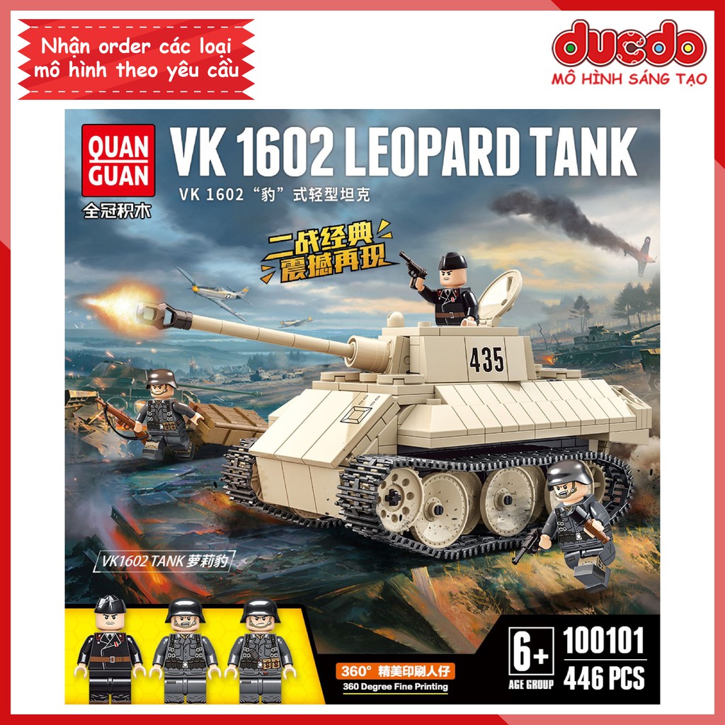 Lắp ghép Siêu tank Leopard của phát xít Đức hùng mạnh - Đồ chơi Xếp hình Mô hình WW2 QuanGuan 100101