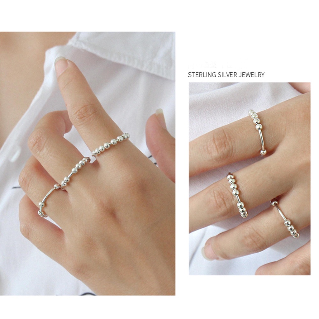 Nhẫn Xỏ Hạt Bằng Bạc Sterling