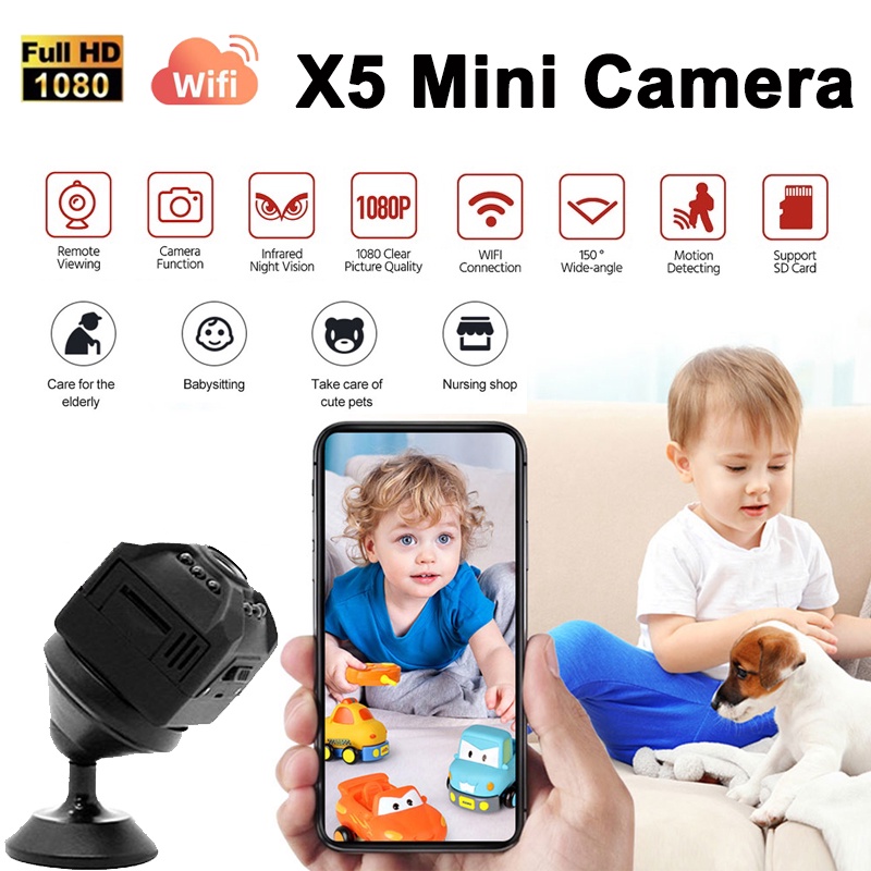Camera Mini P2P 1080P X5 HD Hỗ Trợ Tầm Nhìn Ban Đêm Có Nam Châm 5PIN