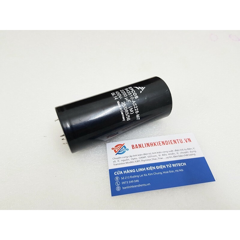 Tụ hóa 4 chân 2200UF 450V kích thước 105x45mm hàng tháo máy