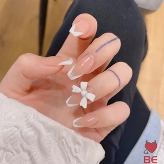 YADORNOS Bộ 24 móng tay giả đính nơ ngọt ngào xinh xắn