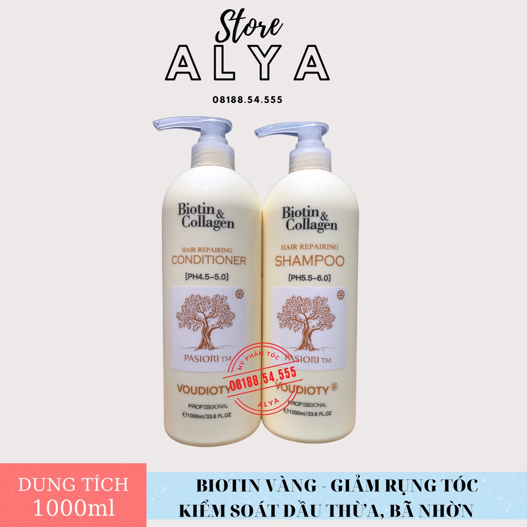 Cặp Dầu Gội Xả Biotin Collagen Voudioty 1000ml . Ngăn Ngừa Rụng Tóc, Giảm Gàu, Kiềm Dầu, Phục Hồi Tóc Khô Xơ
