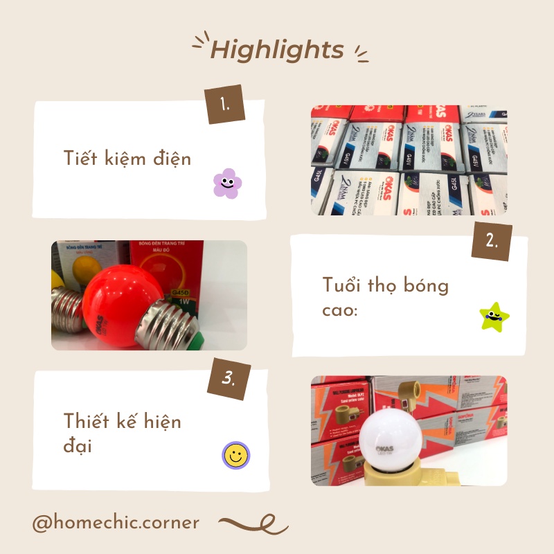 Bóng đèn trái chanh đèn trang trí đèn LED trái chanh trang trí 1W OKAS | HOME CHIC CORNER