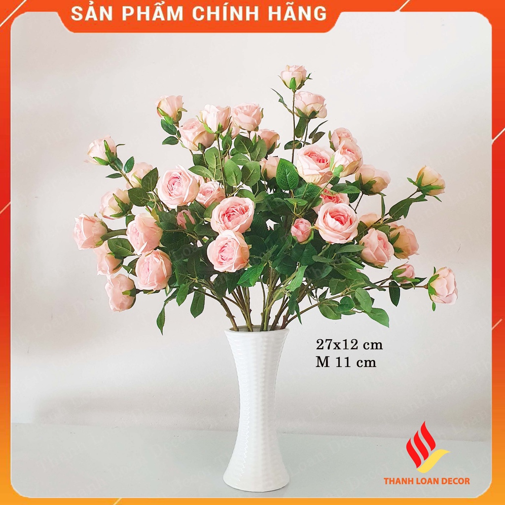 Lọ hoa gốm Bát Tràng cỡ trung - Bình hoa decor sứ sương trang trí đẹp - Nhiều mẫu - Màu trắng