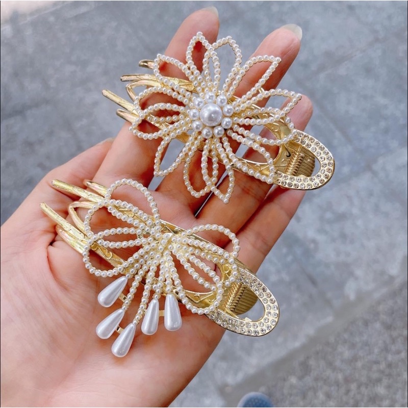 Kẹp Tóc Mỏ Vịt Đính Đá Và Hạt Ngọc Hot Hit Mới Nhất Phong Cách Hàn Quốc