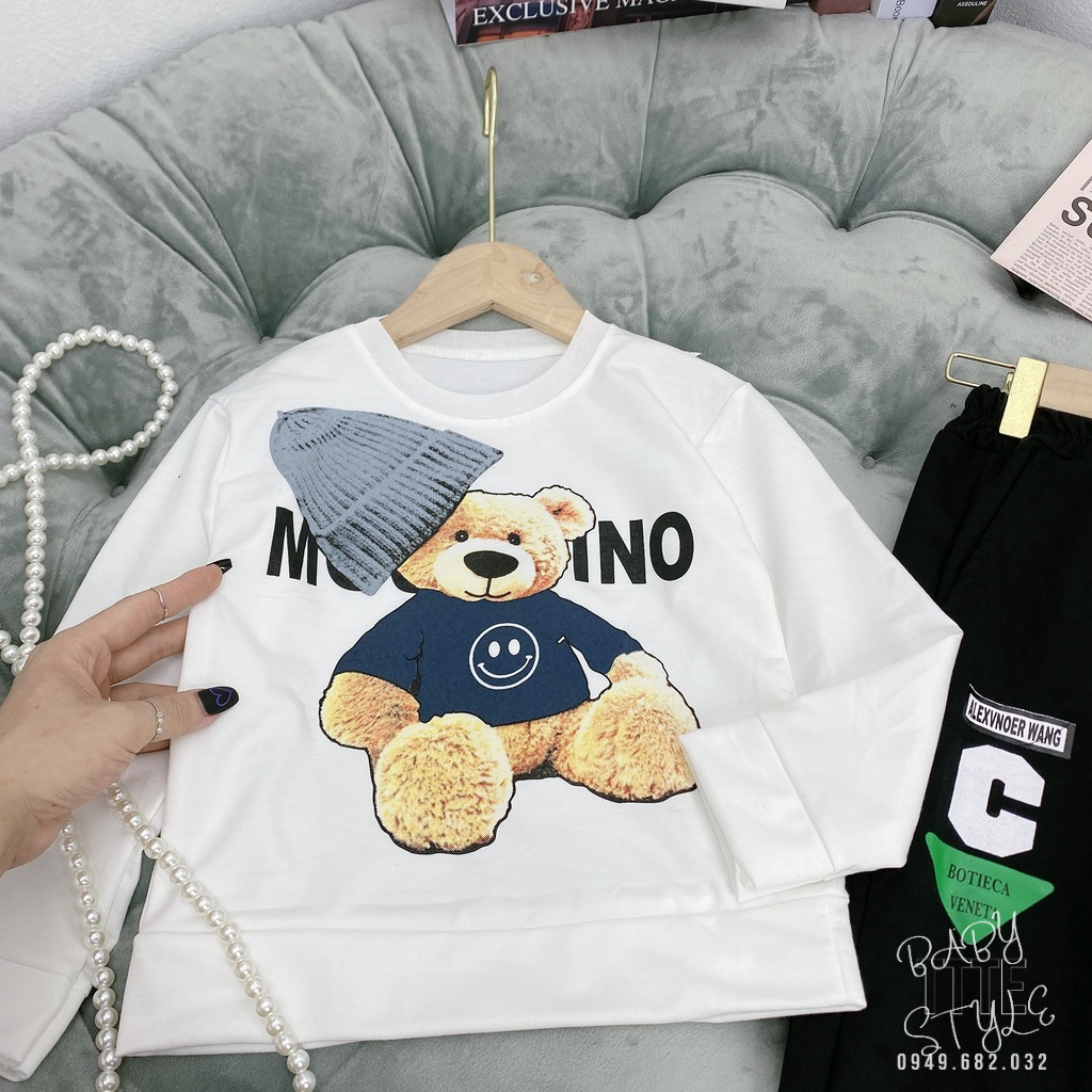 Bộ quần áo thu đông bé trai &quot;MOHINO&quot; 14-48kg. Bộ quần áo dài tay cho bé 4-15 tuổi. Vải da cá dày dặn. G49