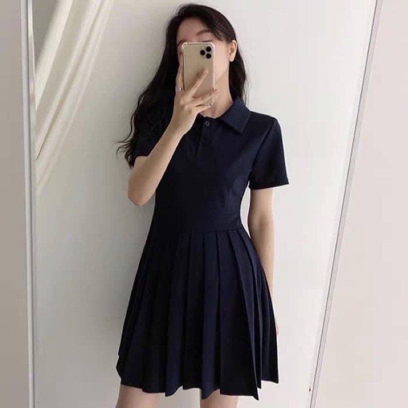 VÁY POLO DÁNG XOÈ XANH THAN