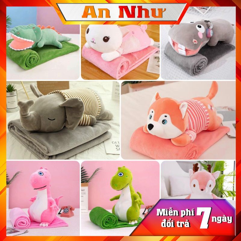 Bộ chăn gối văn phòng An Như bộ chăn gối hình thú 2 in 1 - có mền