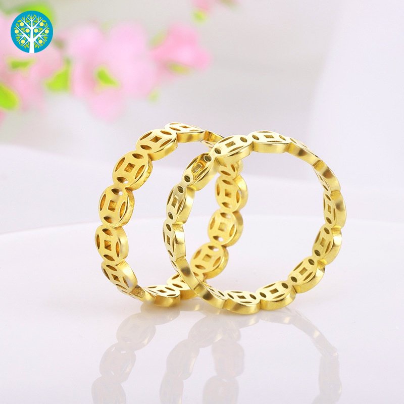 Nhẫn Đồng Xu May Mắn Chất Liệu Thép Không Gỉ