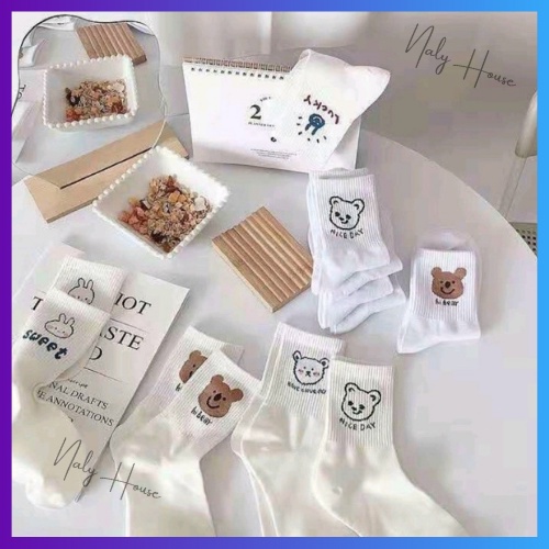 Tất Nữ Cổ Cao Họa Tiết Thú Cưng Siêu Đáng Yêu Chất Đẹp Co Giãn Thấm Hút Mồ Hôi