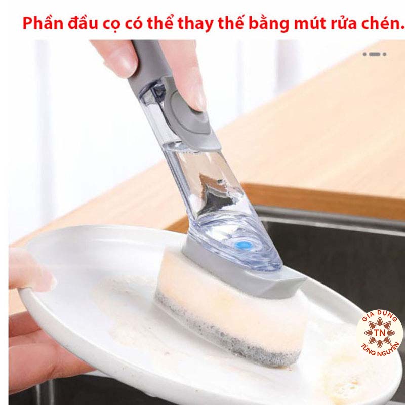 Cọ Chà Rửa Chén Thần Kỳ Kitchen Tools Clean Up Kèm 1 Đầu Mút Mềm [CHỔI CỌ RỬA CHÉN]