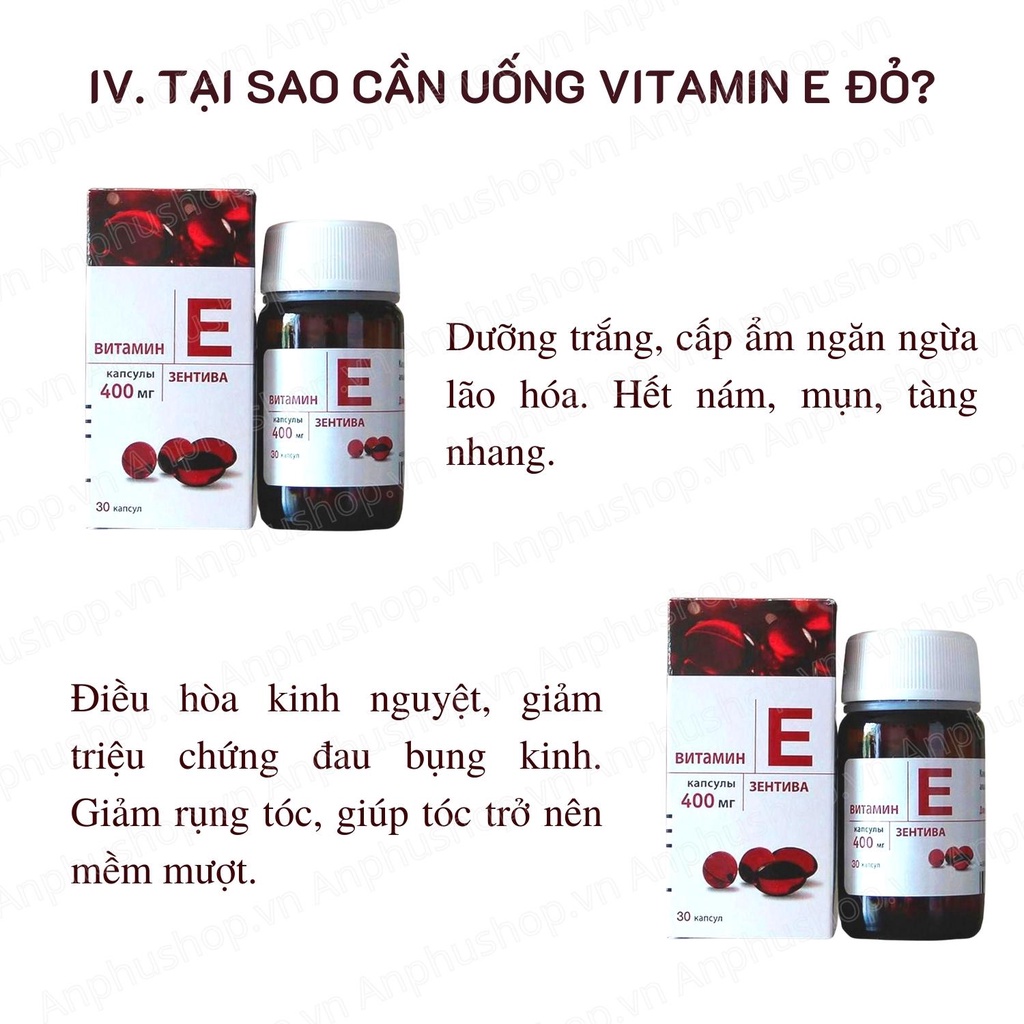 Vitamin E đỏ Nga LIFEVIT 400mg lọ thủy tinh - Sản phẩm chính hãng