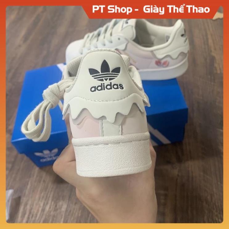 [FreeShip+ Hàng Xịn Sò] Giày Adid.a.s Superstar Das Sò Màu Hồng Kem bản S.C 2022 Dây Hồng Bull Box