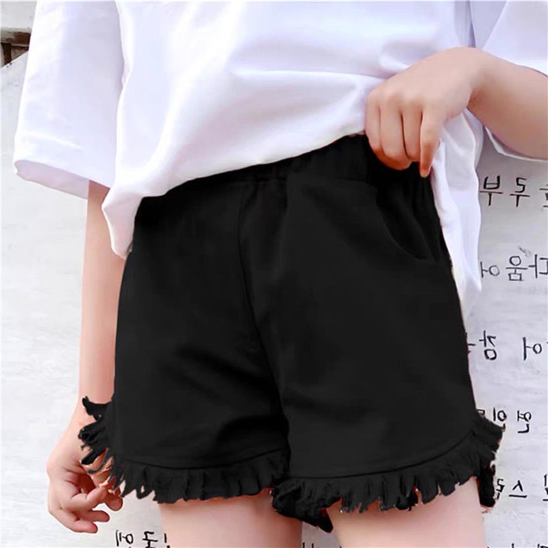 Quần Short Denim Cotton Màu Trơn Phong Cách Phương Tây Thời Trang Mùa Hè 2021 Cho Bé Gái