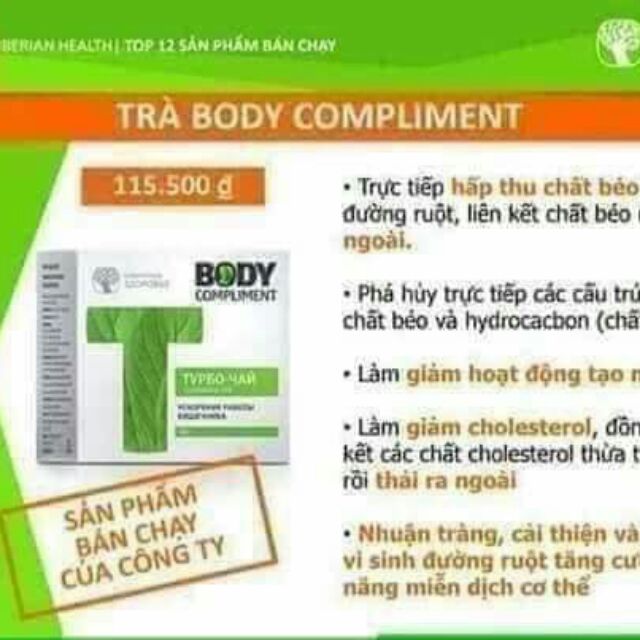 THỰC PHẨM BẢO VỆ SỨC KHỎE  Cleansing Tea Body Compliment