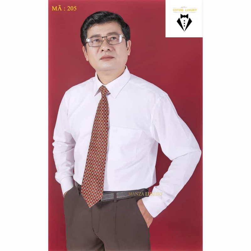 [HÀNG VIỆT NAM] Áo Sơ Mi Nam Công Sở Trung Niên COTINI LUXURY Dài Tay Công Sở Vải Cotton Xanh Dương -A14
