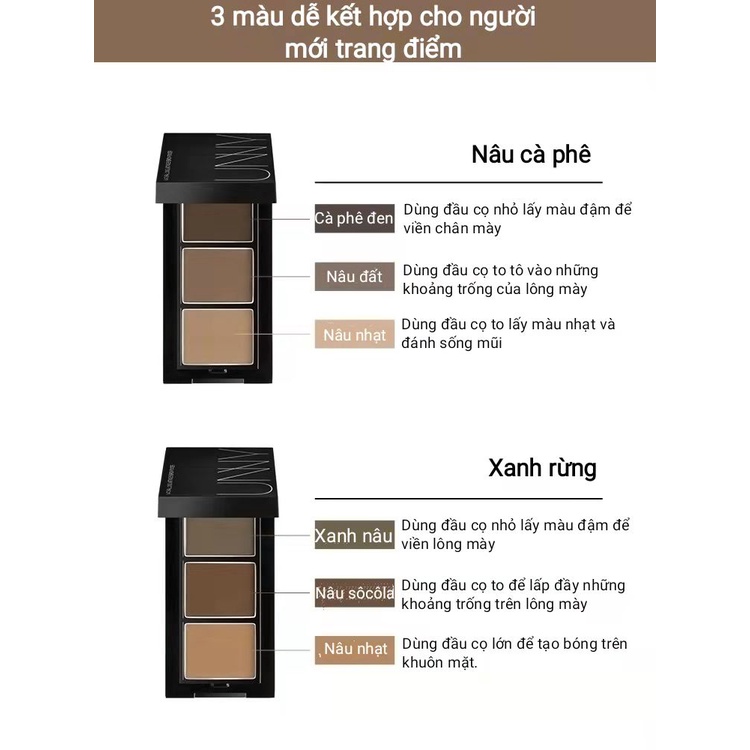 Unny Club Phấn trang điểm chân mày ba màu tự nhiên không nhòe chống thấm nước và mồ hôi