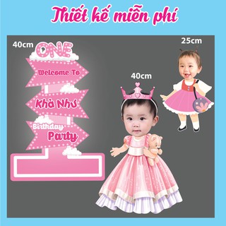 Hình Chibi Cho Bé Gái CBG11731 - Phụ Kiện Trang Trí Bàn Tiệc [Cây Welcome + Hình Chibi 25cm + Hình Chibi 40cm)
