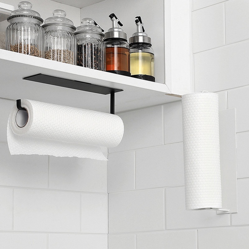 Giá Đỡ Cuộn Giấy Vệ Sinh Bằng Nhựa Tự Dính Không Cần Khoan Lỗ