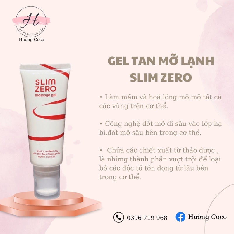 Gel tan mỡ Slim Zero Hanscos, Gel lạnh tan mỡ 100ml