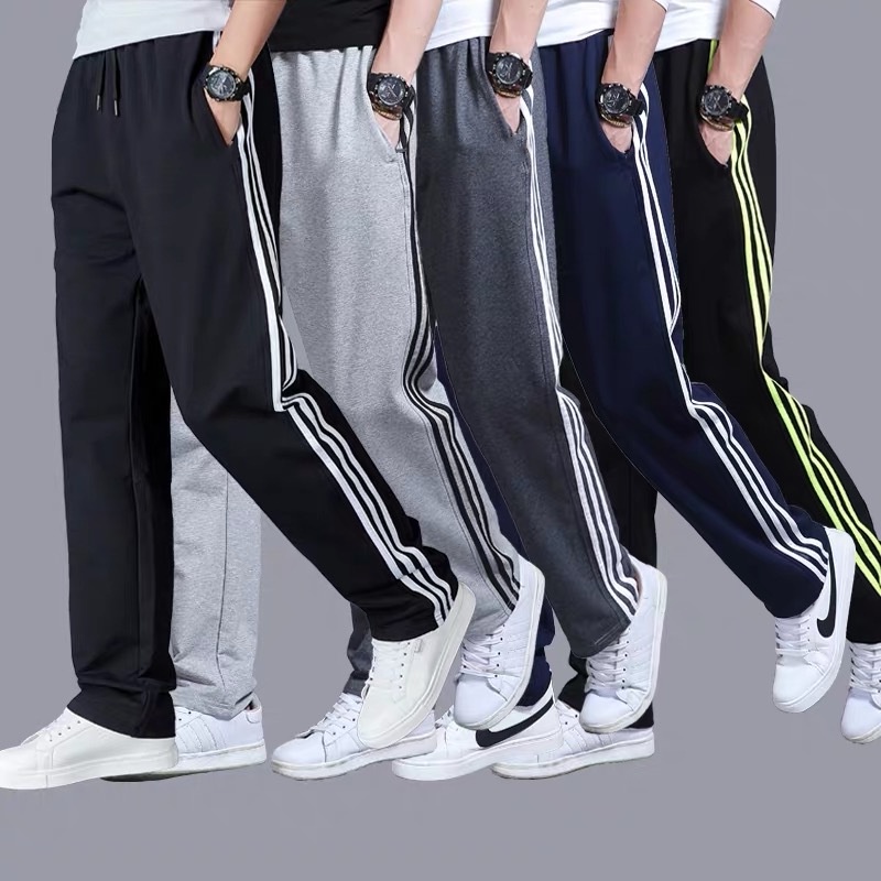 Quần Jogger cotton thể thao ống rộng phối dây rút size L-5XL cho nam