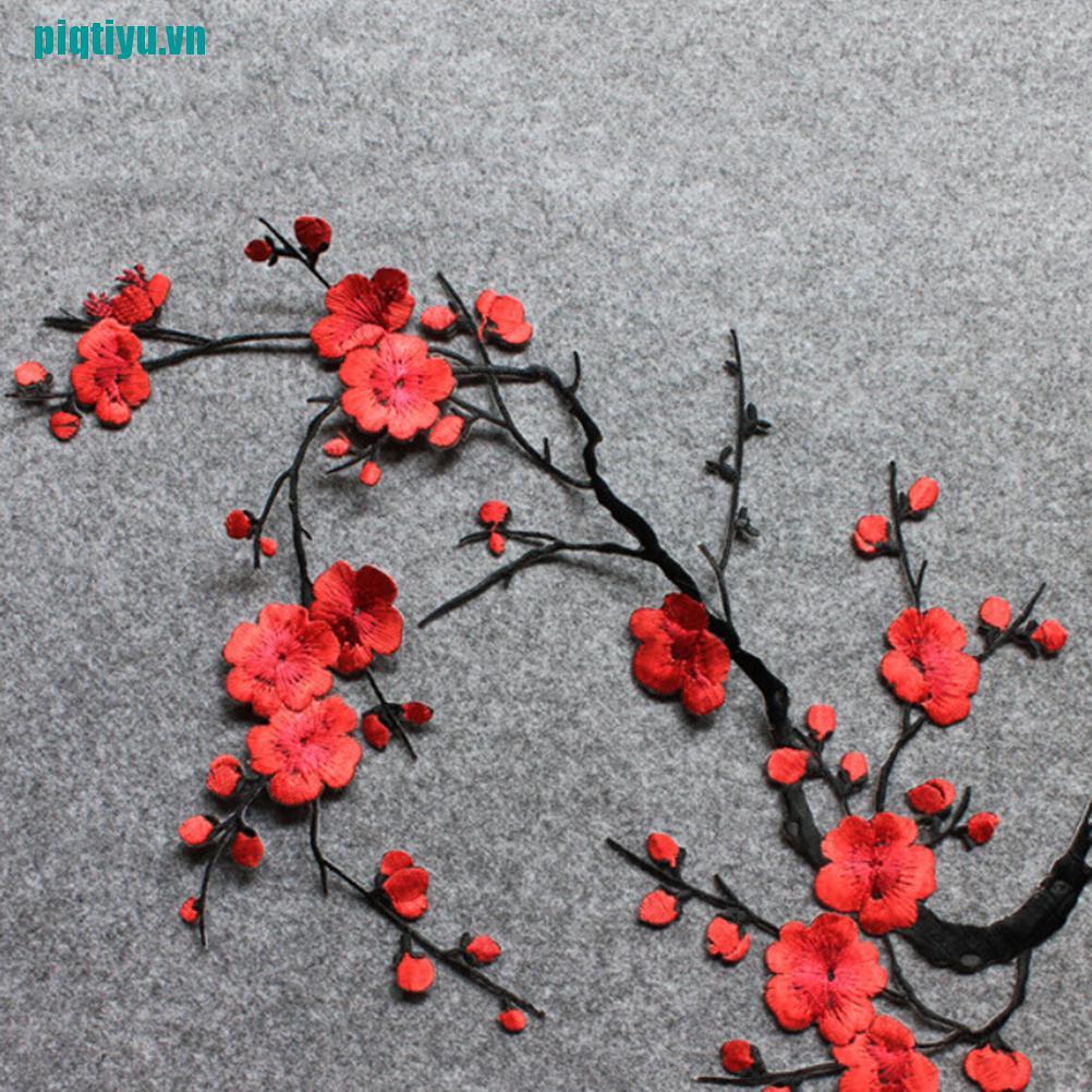 Piyu♪Sticker Ủi Thêu Hình Hoa Mận