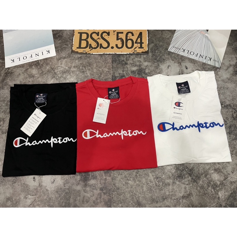 Áo Thun Cham.Pi.On Phom Unisex Chất Cotton 100% Thêu Logo Một Hàng Cực Sắc Nét