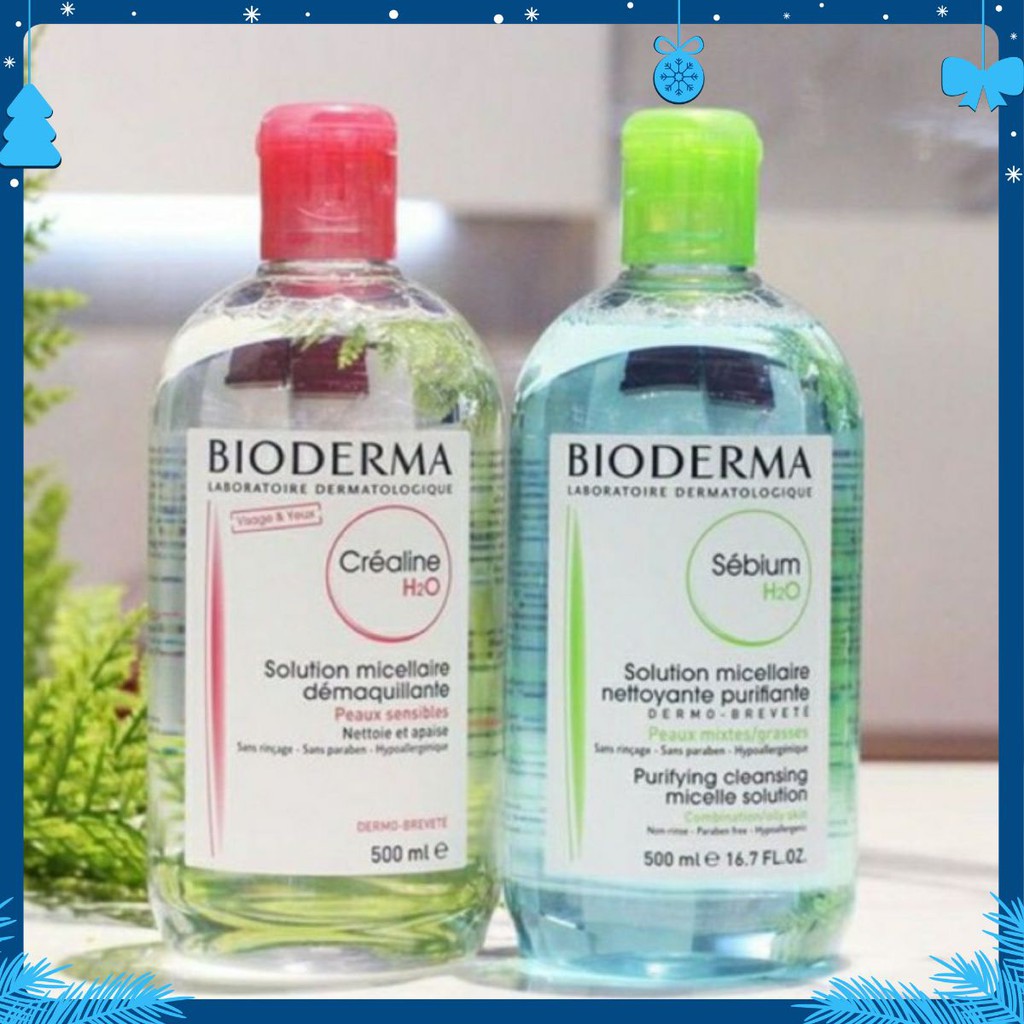 Nước Tẩy Trang Bioderma H2O 500ml Créaline Hồng, Sébium Xanh [DEAL NỔI BẬT]