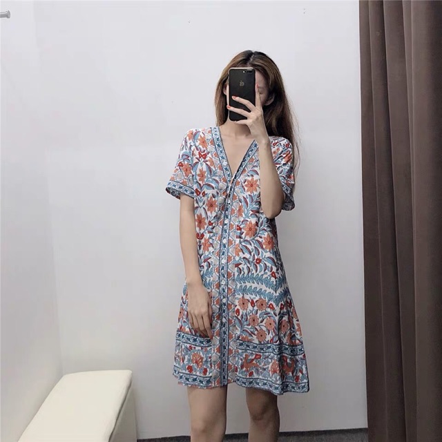 (Order 7-12 ngày) váy bigsize váy in hoa, phong cách châu Âu và Mỹ, size S-L