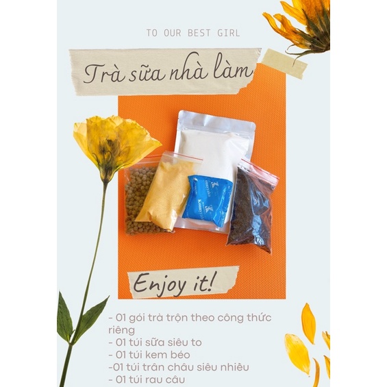 Set trà sữa nhà làm theo công thức riêng của tiệm, có thể nấu từ 25-30 cốc