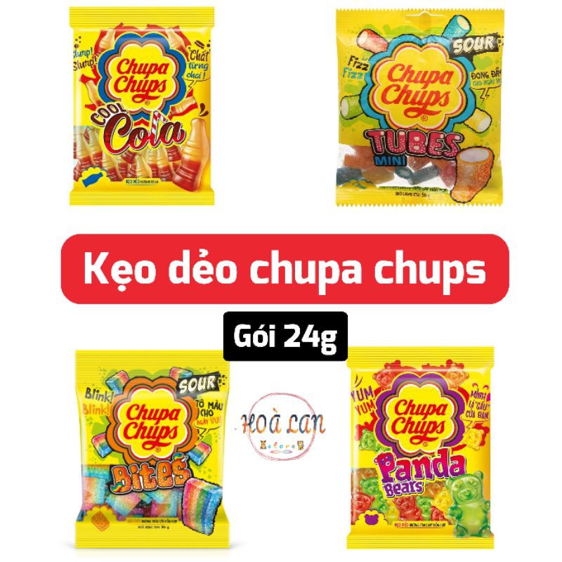 Kẹo dẻo chupa chups gói 24g hương cola, gấu panda, mini tube, cầu vồng