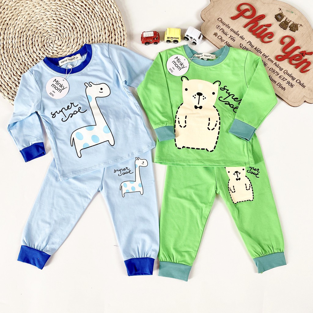 Sale !!! Bộ Dài  Minky Mom Cotton 100 % In Họa Tiết Ngựa Trắng-Super ( Sz 7-19kg) (SP001329)