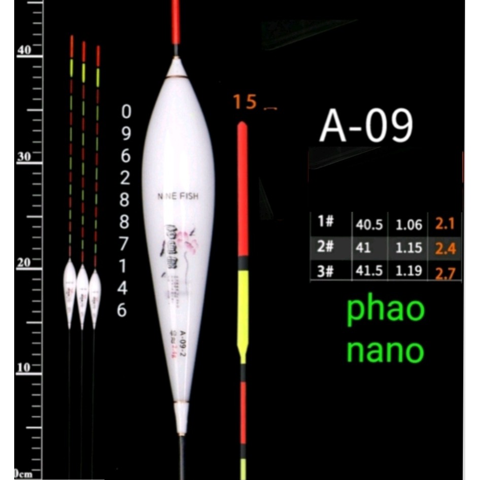 phao câu đài nano có thông số tải chì câu cá