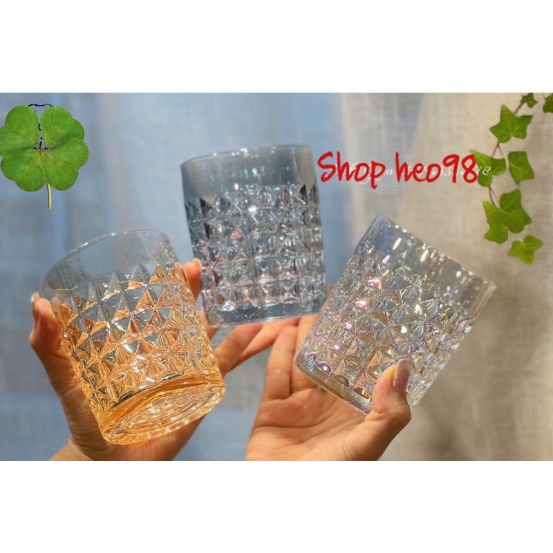 Bộ 6 Cốc Thuỷ Tinh Pha Lê Đẹp 3 màu ( Xanh - trắng -vàng )