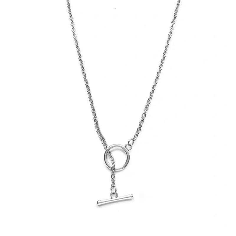 Dây chuyền hai lớp dáng ngắn dài khóa kiểu OT phong cách hip hop cho nam nữ 22126