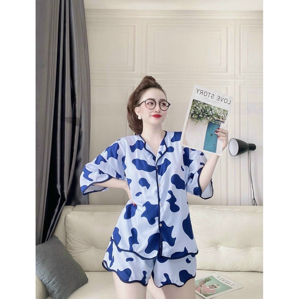 Đồ Bộ Nữ, Đồ Bộ Pijama Bò Sữa Lượn Sóng Chất Mềm Ngủ Thoải Mái Freesize - Linqu Sleepwear