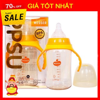 [ GIÁ TỐT NHẤT ]  Bình Sữa Wesser Cổ Rộng PPSU 180ml/ 260ml [ HÀNG CHÍNH HÃNG ]