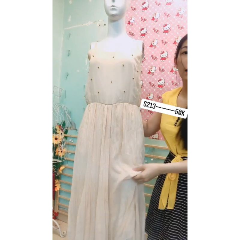 Đầm maxi 2 dây phối hoạ tiết . S213
