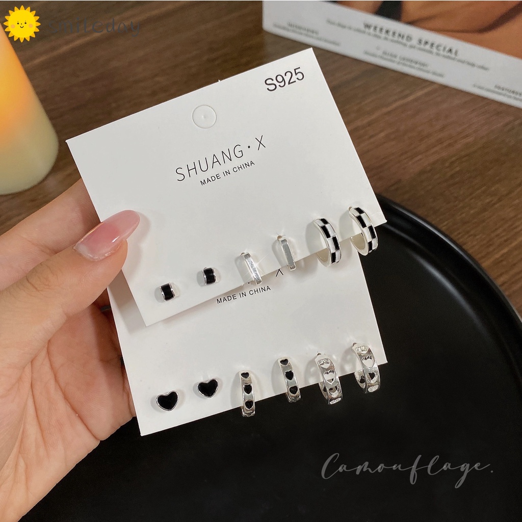 Bộ 3 Đôi Bông Tai Hình Trái Tim Đơn Giản Thời Trang Cho Nữ