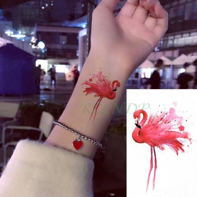 Hình xăm tatoo hồng hạc h09.Xăm dán tatoo mini tạm thời, size &lt;10x6cm