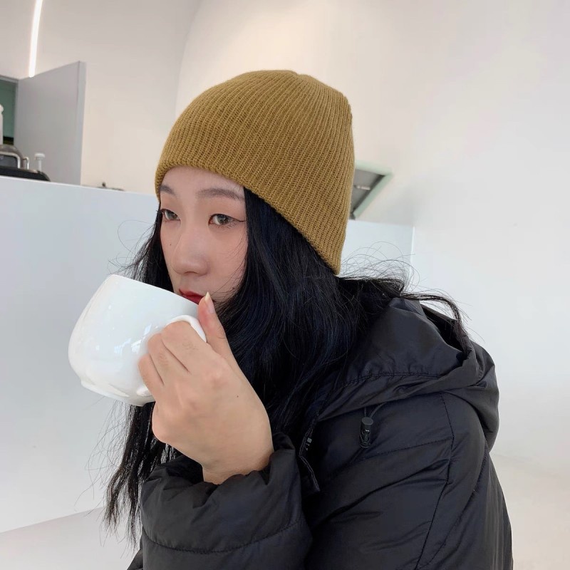 Mũ Beanie Dệt Kim Không Vành Màu Trơn Mềm Mại Giữ Ấm Phong Cách Hip Hop Thời Trang Cho Nam Và Nữ