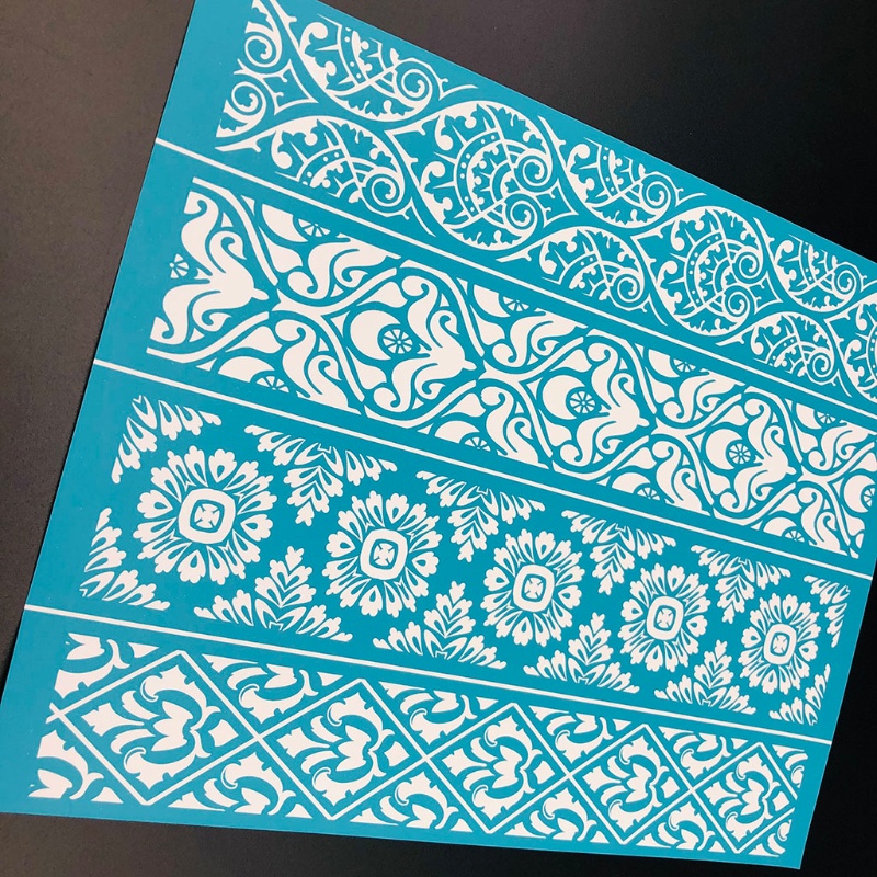 Miếng Vải Lưới Lụa Tự Dính In Họa Tiết Vintage Dùng Trang Trí Gối / Áo Thun DIY